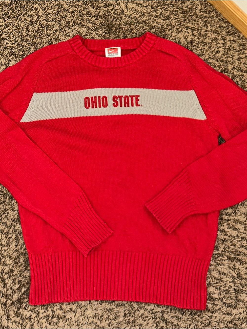 Nike Red Sweater with White Chest Panel and Ohio State Knit